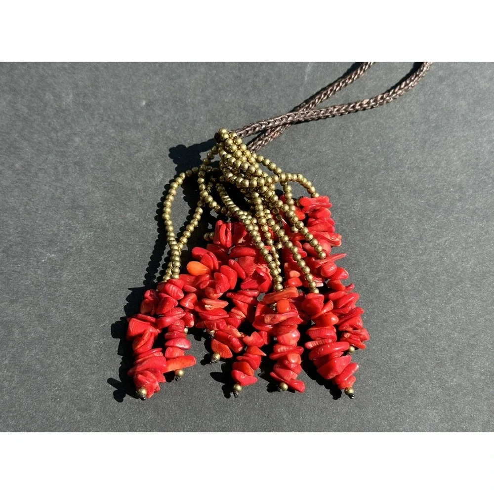 New Lady Red Corals beads‎ Handmade rare unique style Waist Belt